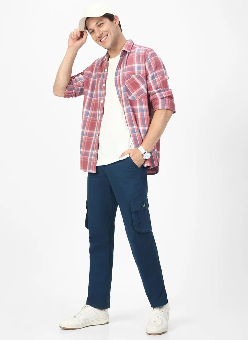 Urbano Fashion  Urbano Fashion Men's Royal Blue Regular Fit Solid Cargo Chino Pant with 6 Pockets for Men | Best Price UAE